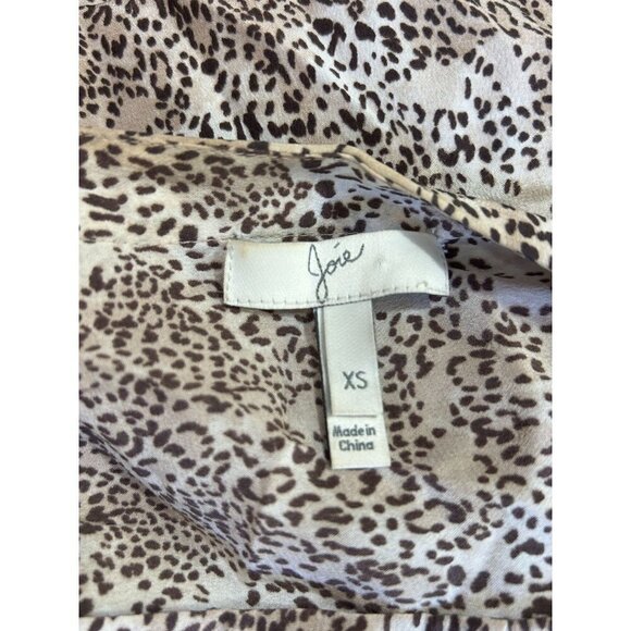 Joie Blouse Top Button Front Long Sleeve Leopard Animal Print Silk Biege Sz XS - Picture 7 of 9